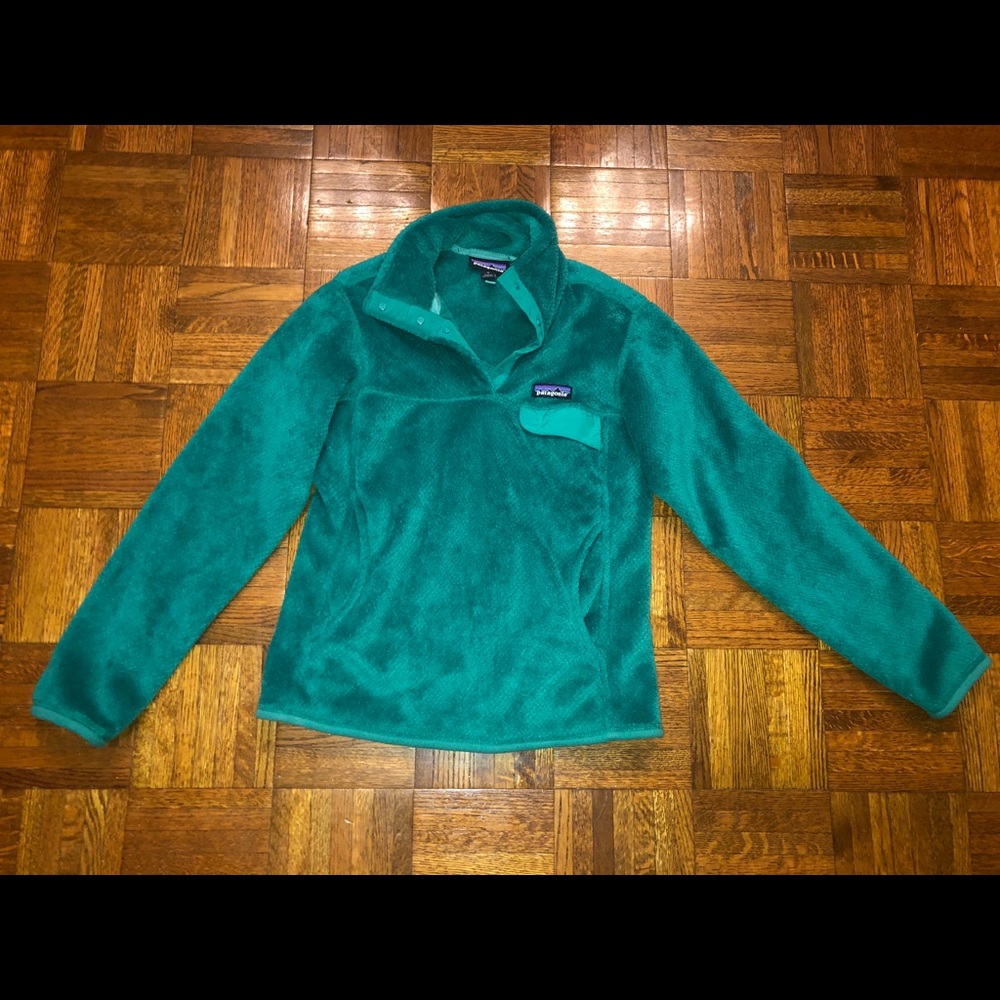 Patagonia Teal Fuzzy Snap Tee